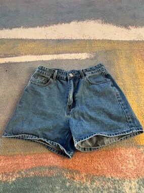 Made With Love brand Classic Blue Denim Shorts, medium wash, M